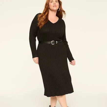 Lane Bryant Women's Plus Size Lurex Shimmer Rib Midi Dress