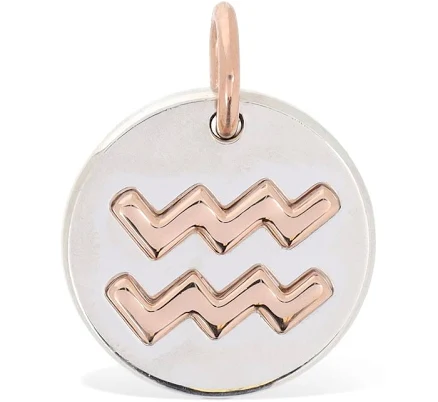 DODO Women's 9kt Rose Gold Aquarius Charm