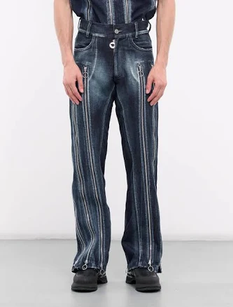 Blue Adjustable Fit Zip Jeans