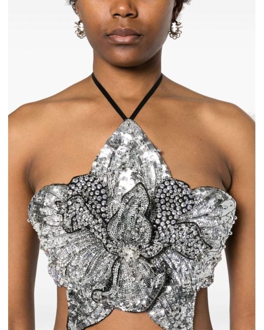 Sequin-embellished Crop Top