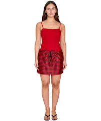 Mini Skirt in Gingham Red Brown - m