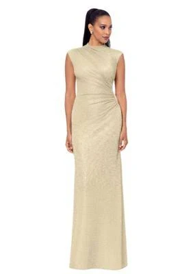 Betsy & Adam Women's Metallic Ruched Gown