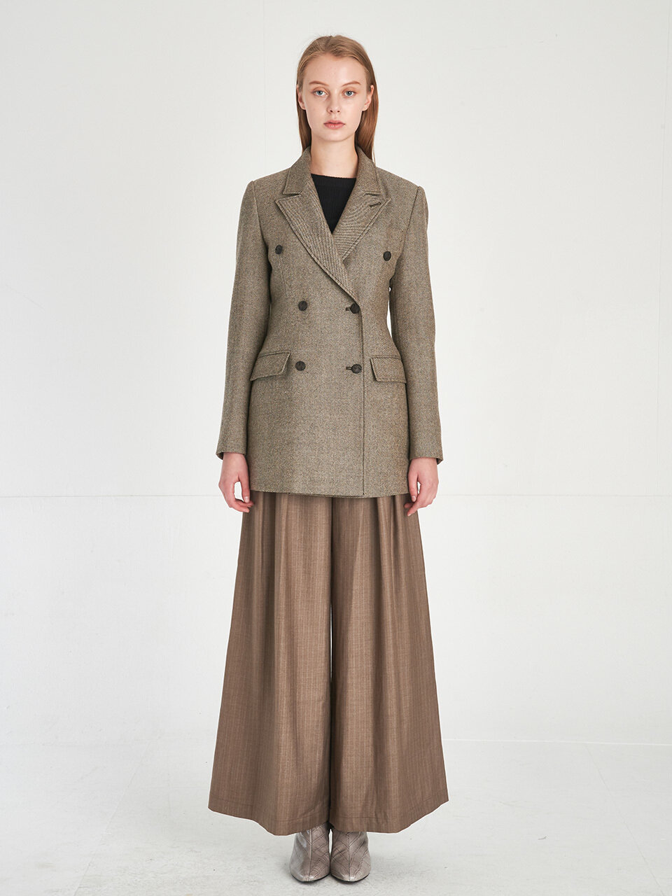 Double-breasted long blazer_pale