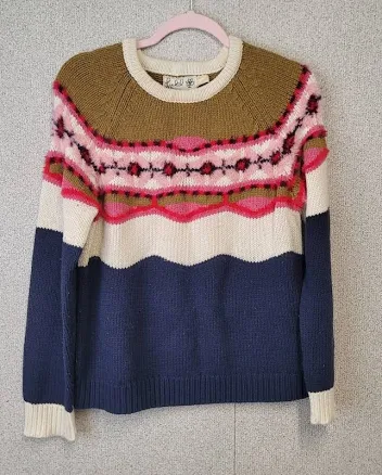 Field Flower Sweater Pullover Knit Flower Cotton Wool Small