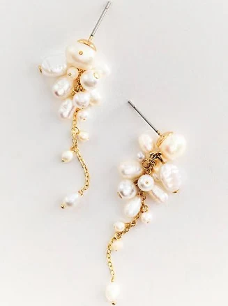 Anthropologie Pearl Cluster Drop Earrings