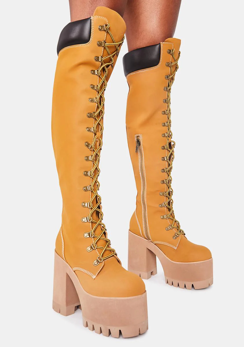 Poster Grl Over The Knee Platform Work Boots