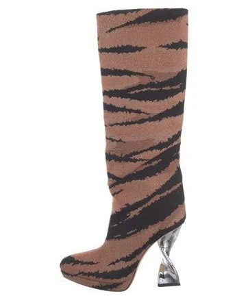 Brandon Maxwell Women's Canvas Animal Print Boots