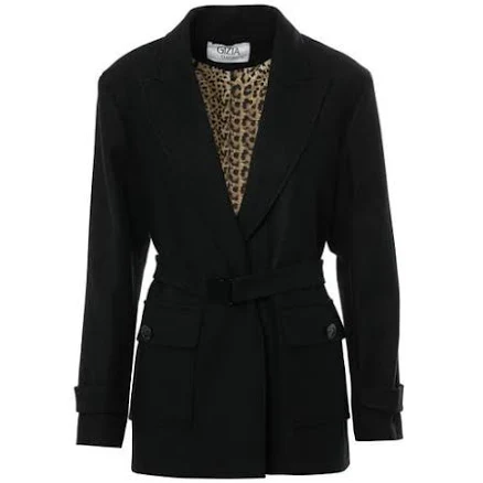 Gizia Double-Breasted Belted Wool Blend Jacket