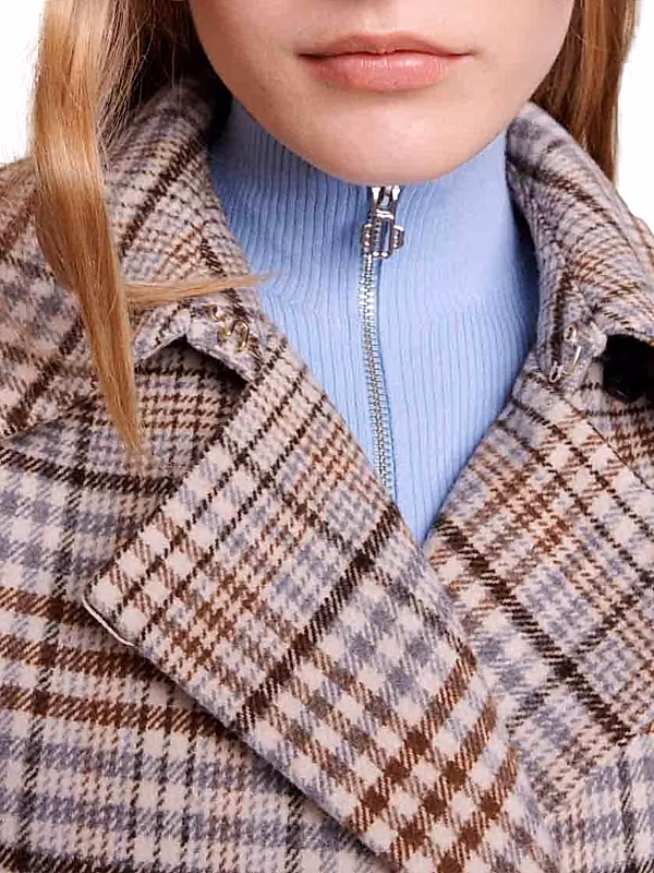 Vad Tie-Neck Checked Jacket