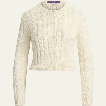 Ralph Lauren Women's Cable-Knit Silk Cropped Cardigan