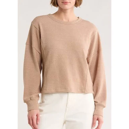 Lush Women's Textured Knit Long Sleeve Shirt