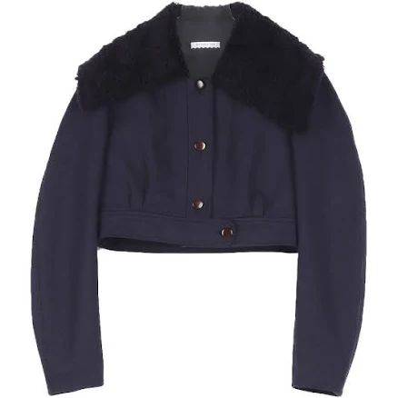 GAYEON Lee Cropped Twill Wide Collar Jacket