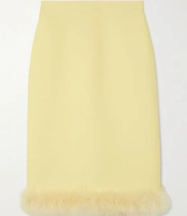 Valentino Garavani Women's Crepe Couture Feather Midi Skirt
