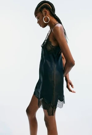 H&M Women's Lace-Trimmed Strappy Satin Top