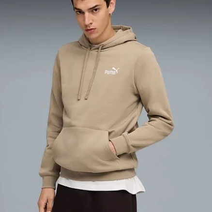 PUMA Men's Small Logo Fleece Hoodie Ice Coffee - Men's Athletic Performance Tops at Academy Sports