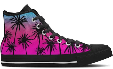 Palm Trees Sunset High Top Tropical Sneakers