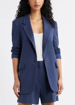 Open Edit Everyday Linen Blend Blazer