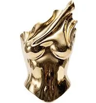 Flame Sculpted One-Shoulder Goddess Armor, Women's Statement Fashion Gold Acrylic Sculptural Corset Top
