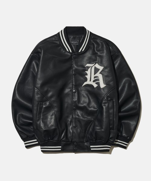 Buffing Leather Varsity Jacket