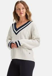 TALA Oversized V Neck Knitted Cricket Jumper