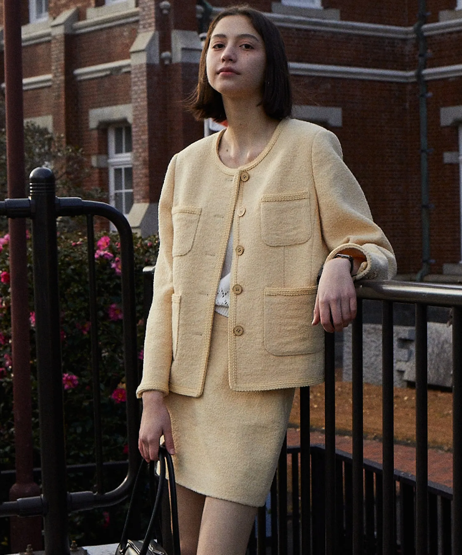 BOUCLE TWEED MINI SKIRT BUTTER