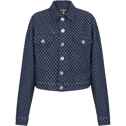 Balmain Women's Monogram-Print Denim Jacket