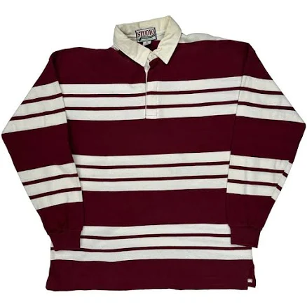 Studio Striped Rugby Shirt - XL Burgundy Cotton