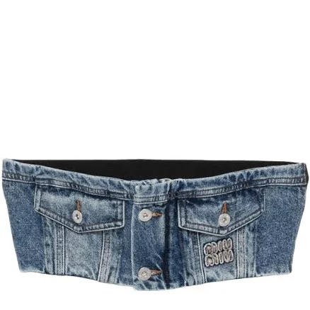 Miu Miu Denim Strapless Cropped Top - Multicolor