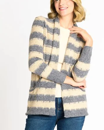 Wave Stripe J-Pocket Cardigan Sweater