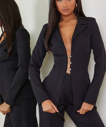 PrettyLittleThing Women's Fitted Lace Up Back Blazer Co-Ord