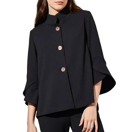 Ming Wang Women's Deco Crepe Bell Sleeve Trapeze Jacket