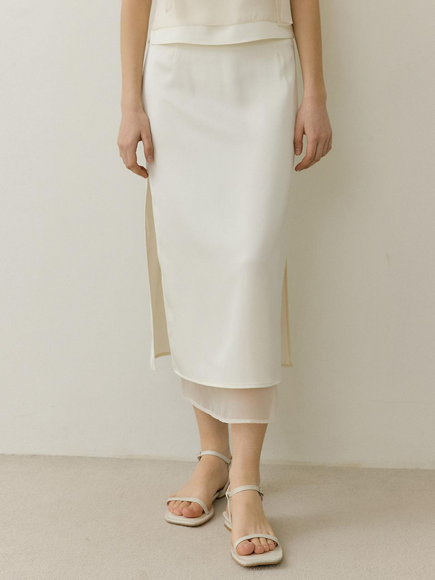 Jabel Petal Long Slit Skirt