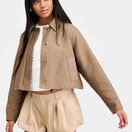 BarIII Women's Cropped Bubble-Hem Jacket
