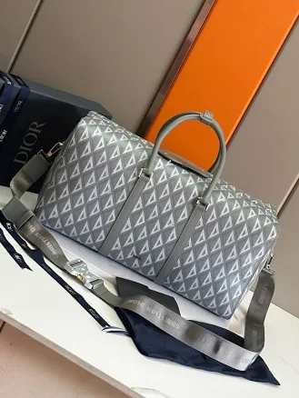 Christian Dior Men's CD Diamond Lingot 50 Bag - Dior Gray Coated Canvas Travel Duffle