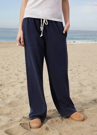John Galt Women's Navy Anastasia Tie Baggy Sweatpants
