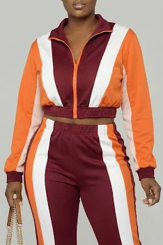 Cropped Color Block Jacket