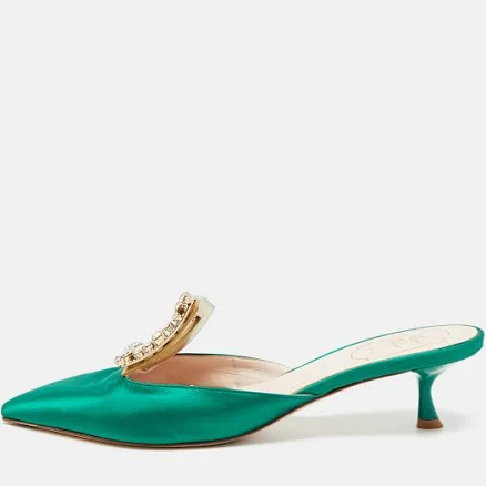 Roger Vivier Satin Buckle Mules