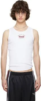White Embroidered-Logo Tank Top