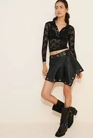 Cassis Vegan Leather Wrap Skirt