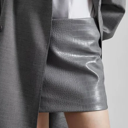 Leona Croc Faux Leather Mini Skirt