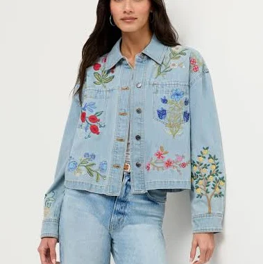 Johnny Was Women's Beatrix Cropped Denim Jacket