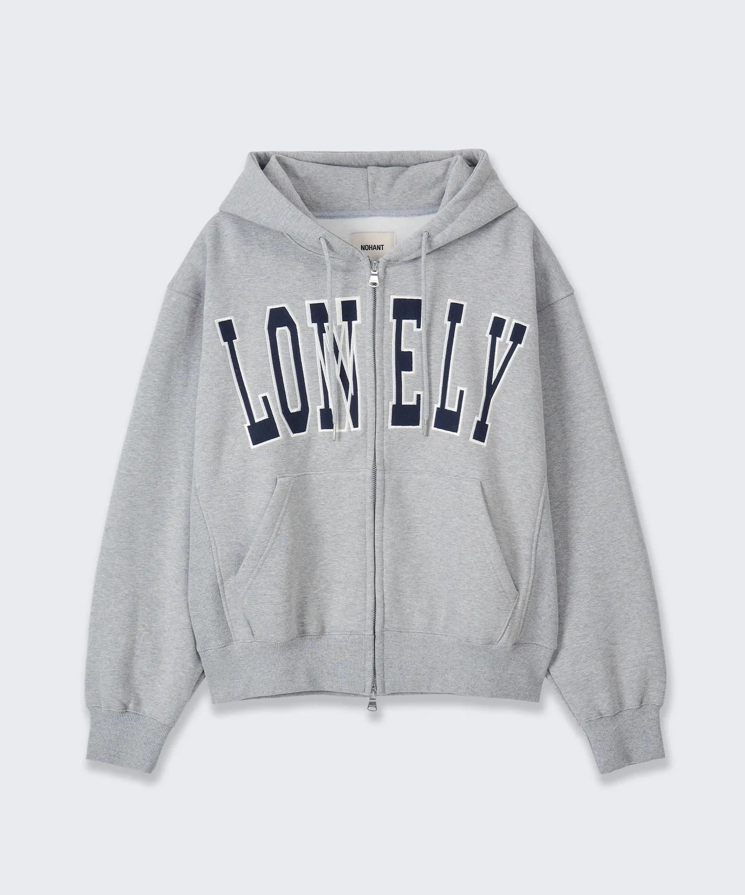LONELY/LOVELY FLUFF HOODIE ZIP-UP GRAY NAVY