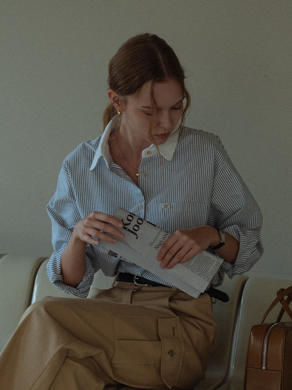 Coloring Collar Stripe Shirt_Navy