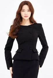 Wool Silk Boat Neck Line Flare Jacket