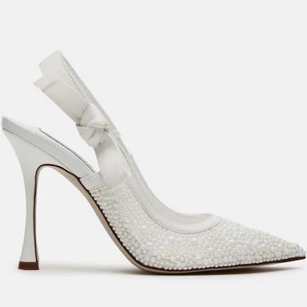 Steve Madden Bri Womens Pointed Toe Slingback Heels White