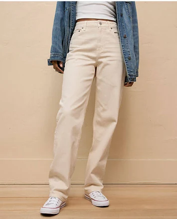 AE Stretch Super High-Waisted Baggy Straight Jeans