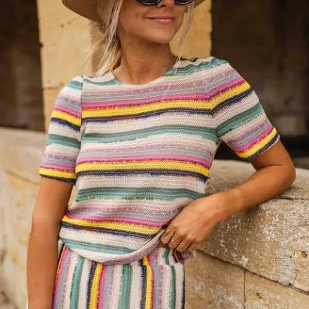 EASY CLOTHES Malia Cropped Crochet Blouse