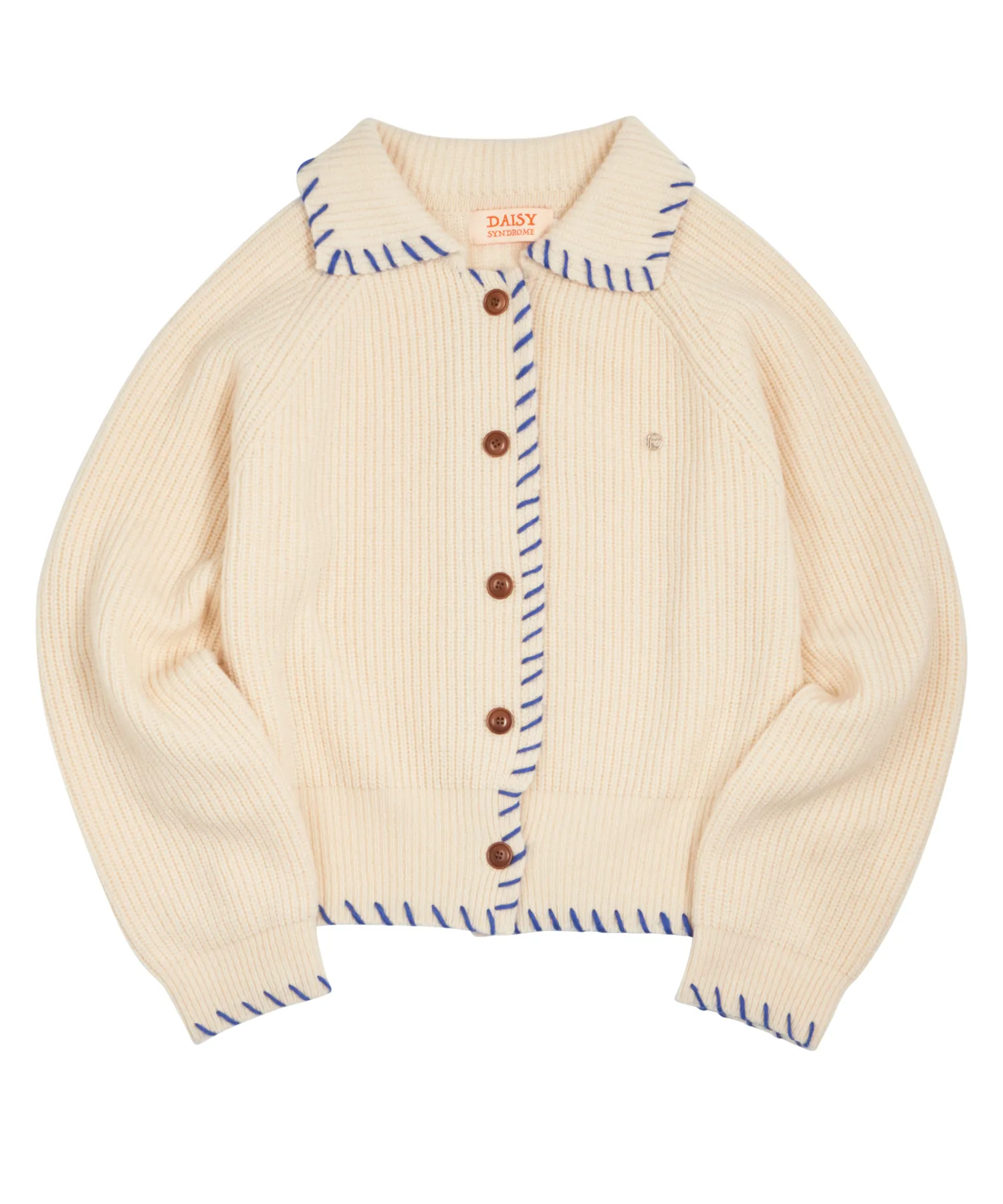 NEEDLE POINT COLLAR CARDIGAN ivory