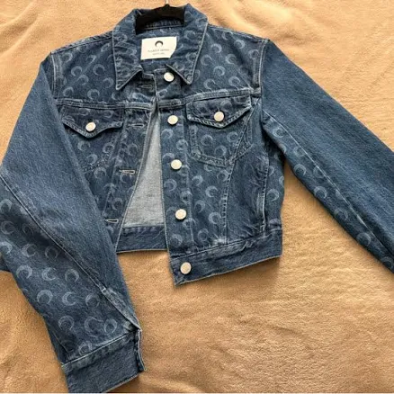 Marine Serre Moon Print Denim Women Jacket