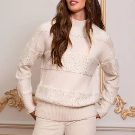 Pure Collection Mohair Sequin Stripe Sweater
